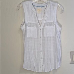 Button Up V-Neck Tank Top